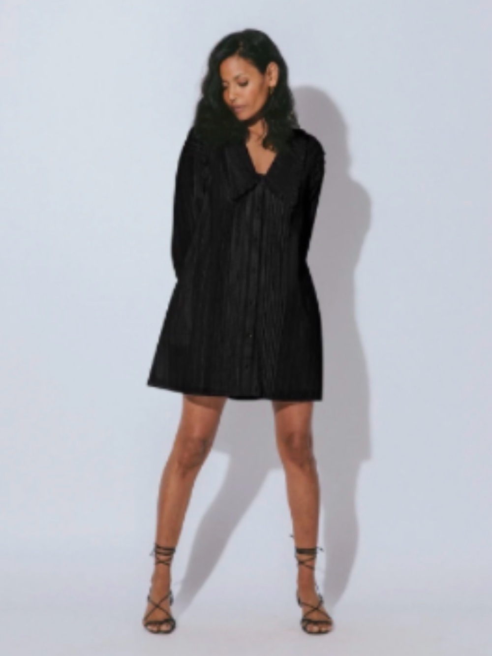 Cleobella Black Ruffled-Collar Button Down Blouse